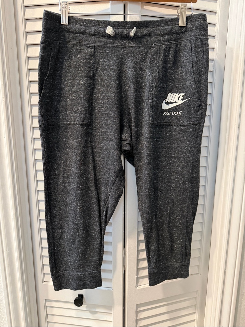 Nike Dark Charcoal Heather Capri Joggers with White Logo